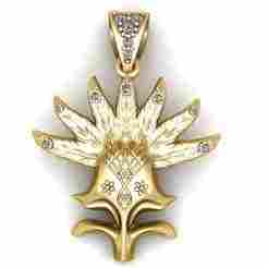 Gold Floral Feather Pendant