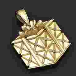 gold gift box pendant 3D printable model