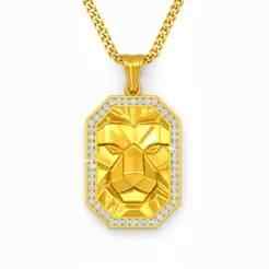 Gold Lion Pendant Necklace STL 3D Model for Jewelry – One Inch Pendant