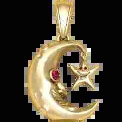Gold Moon and Star Pendant