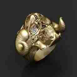 Gold ram skull ring 3D printable model