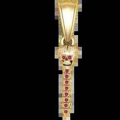 Gold Skull Spine Pendant with Red Gemstone Accents – 3D Printable Jewelry