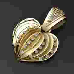 Golden 3D Heart Pendant