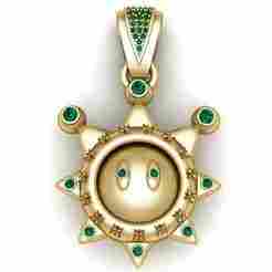 Golden Emerald Sun Character Pendant 3D Printable Model