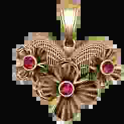 Golden Floral Heart Pendant with Ruby Accents
