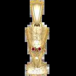 Golden Nefertiti Geometric Pendant with Ruby Eyes