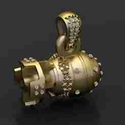 Golden Nuclear 3D Pendant