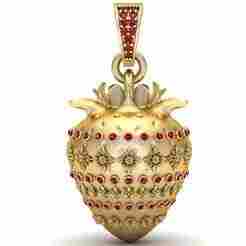 Golden Ruby Strawberry Pendant 3D Printable Model
