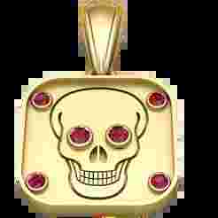 Golden Skull Ruby Pendant