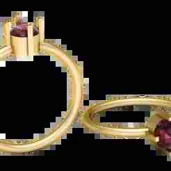 Golden Solitaire Ruby Ring