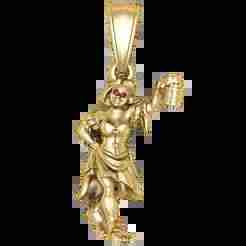 Golden Tavern Elf Pendant with Ruby Eyes