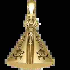 Golden Virgin Mary Crowned Pendant