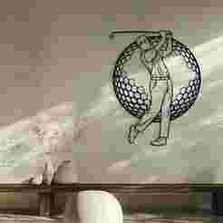 Golf Player Swing Wall Decor Art