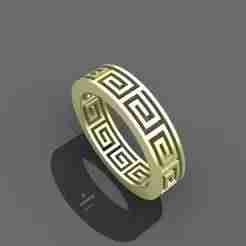 Greek Key Band Ring STL – Classic Meander Pattern for 3D Printing