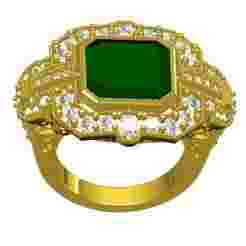 Green Emerald Womens Cocktail Ring