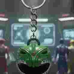 Green Ranger Helmet Keychain - Mighty Morphin Dragon Power - Power Rangers - Ready to Print