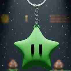 Green Star Keychain - Super Mario Galaxy Collectible - Super Mario - Ready to Print