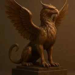 Griffin Statue 3D Model – Mythical Guardian Creature Sculpture