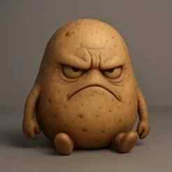 Grumpy Potato Funny Desk Toy STL File for 3D Printing