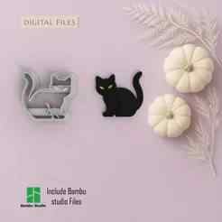 Halloween Cat Polymer Clay Cutters | Digital STL File | 5 Sizes