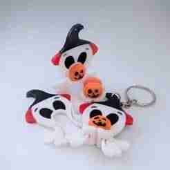 Halloween Ghost Pumpkin Keychain and Guitar Strap Button Locker