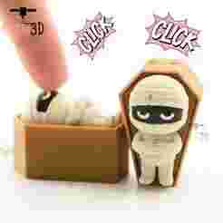 Halloween Mummy In Coffin Keycap Fidget Clicker Keychain - Cute Backpack Keychain