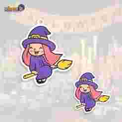 HALLOWEEN WITCH PIN KEYCHAIN