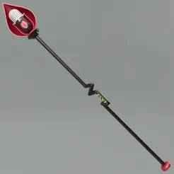 Hazbin Hotel Season 2 Alastor Microphone and Stand Staff Wand CULTS PU. TV series, cartoon, props, cosplay