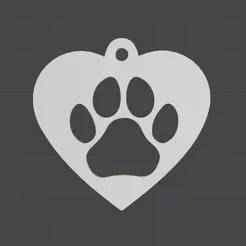 Heart keychain with Footprint Pets