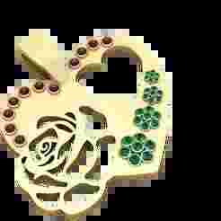 Heart-Shaped Pendant with a Rose Design and Gemstones