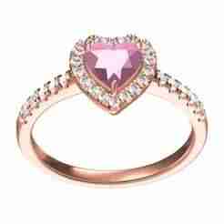 Heart Stone Round Diamond Halo Engagement Ring for Women