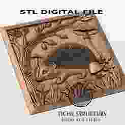 Hedgehog in Forest Scene – Decorative Wildlife Relief – 3D STL Model for CNC Carving, Digital Download