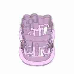 Hello Kitten Snowman Clay Cutter - 32mm