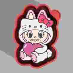 🐰🌸 Hello Kitty x Labubu – Freshie, Keychain, Resin & Candle Mold