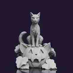 Helloweeneen Cat on Pumpkin