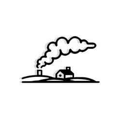 hillscape with a small house and smoke turning into clouds 2 - 2D/3D Wall Art STL+SVG For CNC Router, Plasma, Waterjet, Laser & 3D Printer