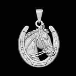 Horse Head With Horseshoe Pendant