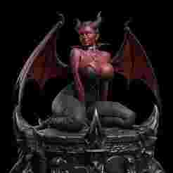Hot demon girl on her knees 3D model for printing-Hot demon girl on her knees 3D model for printing