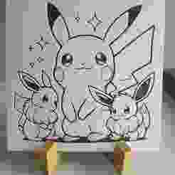 Hueforge Pikachu and 2 Evoli without AMS