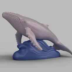 Humpback Whale Figurine with Wave Base - Aquarium & Home Decor