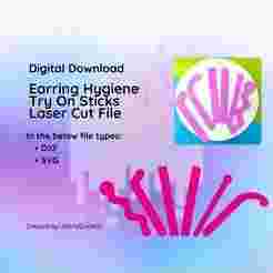Hygiene Earring Try On Stick Laser Cut File- SVG & DXF