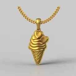 Ice Cream Pendant STL 3D Model for Jewelry – One Inch Pendant
