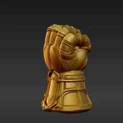 Iconic Cosmic Gauntlet Mini-Sculpture Keychain - Powerful Clenched Fist with Six Sparkling Gems