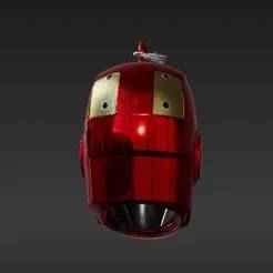 Iconic Red & Gold Futuristic Tech Helmet Charm - High-Detail Collectible 3D Model STL