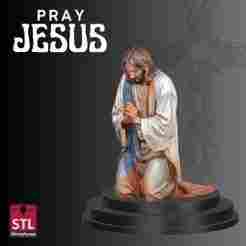 Jesus in Prayer STL – Kneeling Sculpture
