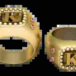 K S ALPHABET RING 3D PRINTABLE MODEL