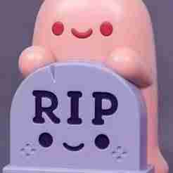 Kawaii Ghost with Tombstone - 3D Printable Cute Figure
