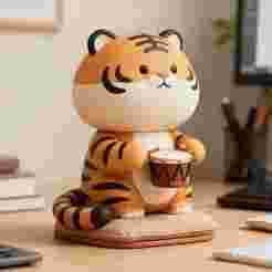 Kawaii Tiger Drummer Figurine STL 3D Print Model