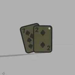 Keychain - Playing Cards of Fate (Inspired by Nobody Movie) - 7 of Swords & 2 of Diamonds