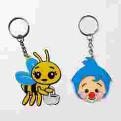 Keychain little bee with basket + keychain clown plim plim